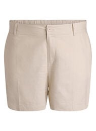 Bermudashorts med h&oslash;y midje i lin og viskose, Beige