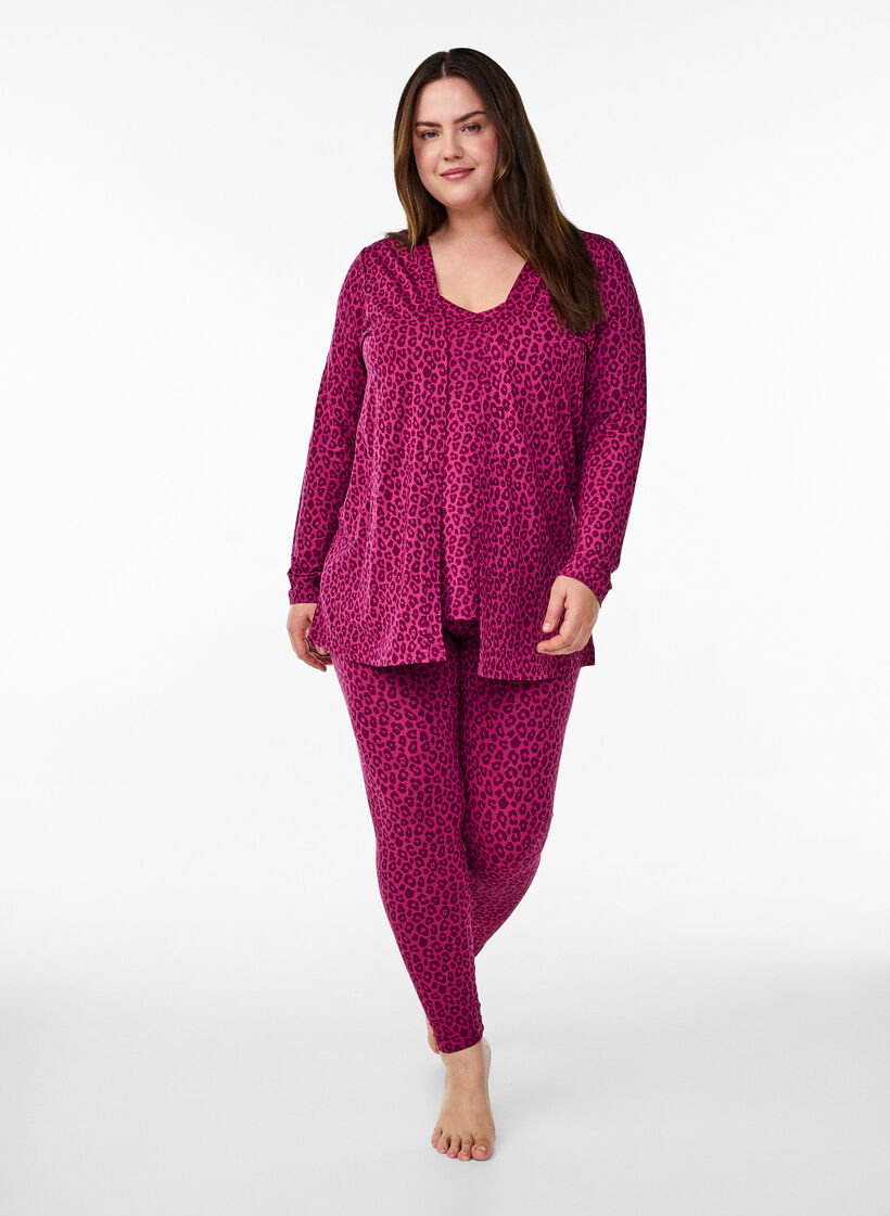 Kort kimono i viskose, Rosa, Model image number 1