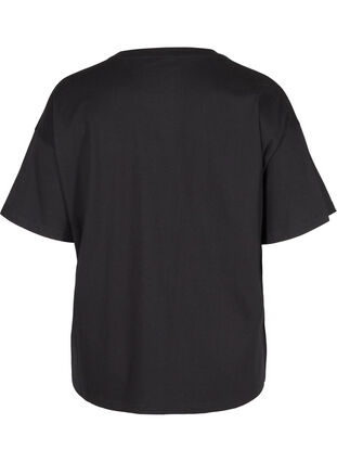 Kortermet T-skjorte i bomull, Black, Packshot image number 1