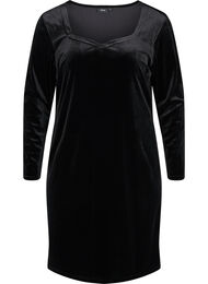 Kjole i velur med lange ermer, Black