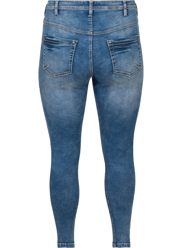 Cropped Amy jeans med glidelåsdetaljer, Blå, Packshot image number 1