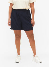 Shorts med strukturmønster, Navy Blazer, Model