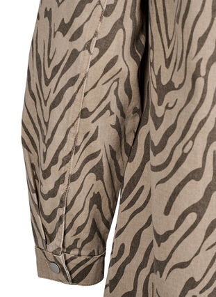 Zizzi Langermet denimkjole med sebratrykk, Brown Zebra AOP, Packshot image number 3