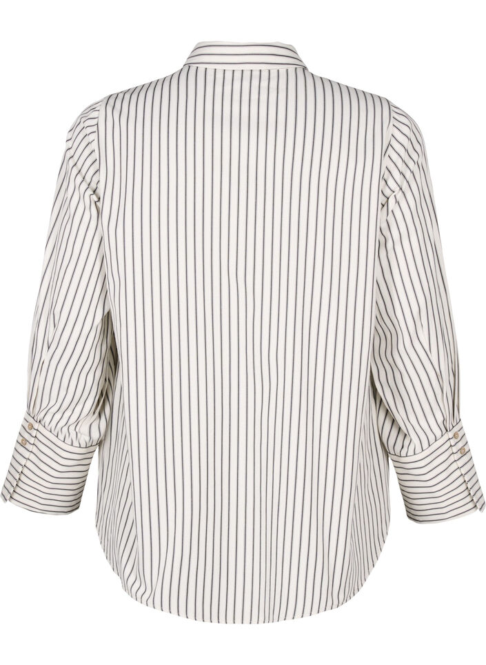 Stripet skjorte med brede mansjetter, White/Black Stripe, Packshot