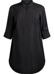 Kort kjole med krage og brystlomme, Svart