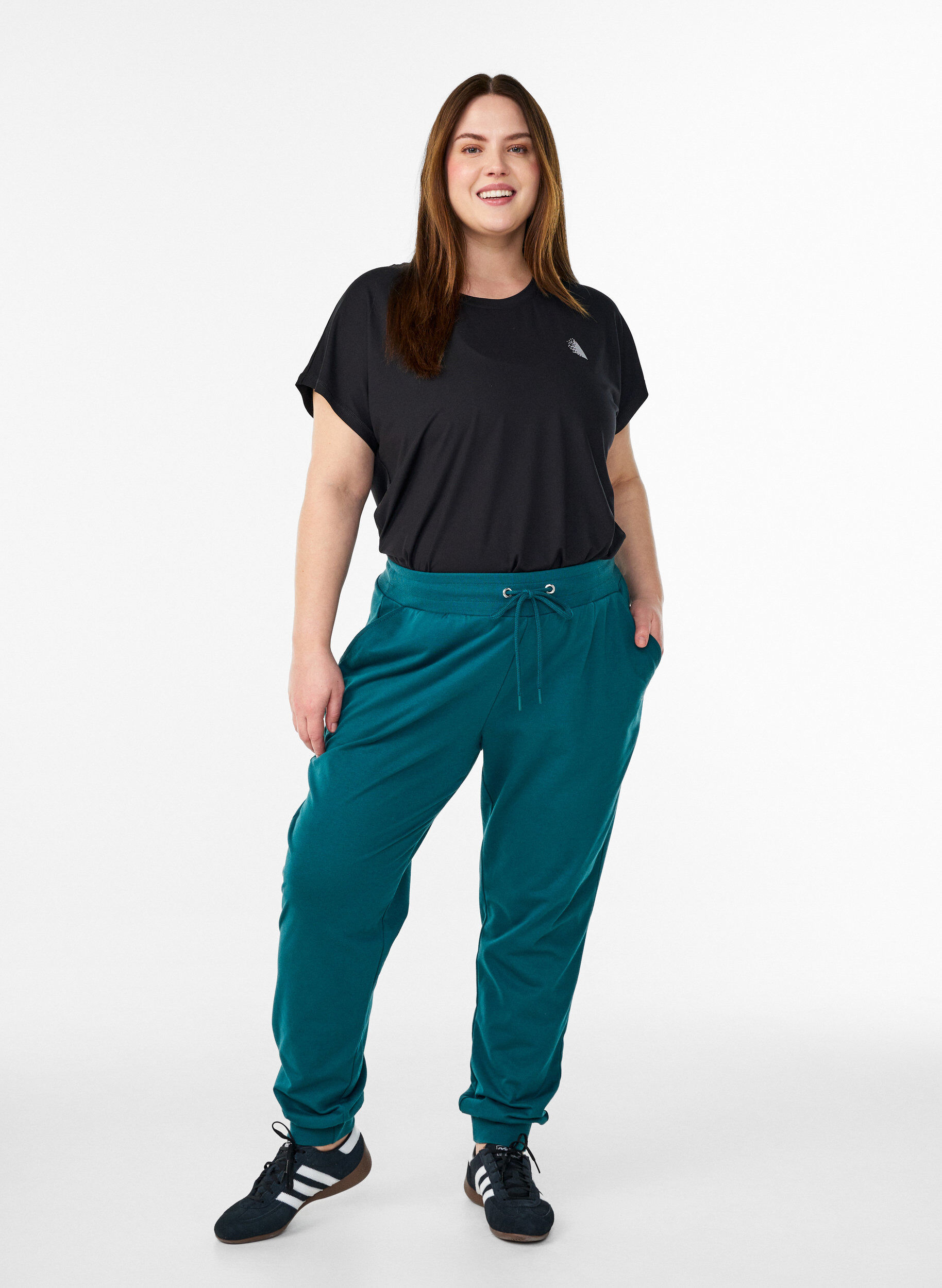 ZizziL&oslash;se joggebukser med lommer, Gr&oslash;nn, Model image number 1