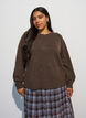 Strikket bluse med knappdetalj, Brun, Model image number 0