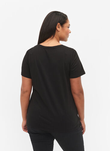 T-skjorte i bomull med trykk foran, Black LOS ANGELES, Model image number 1