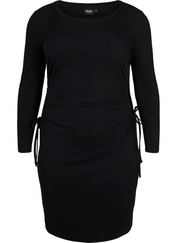 Tettsittende kjole med utskjæring, Black, Packshot image number 0