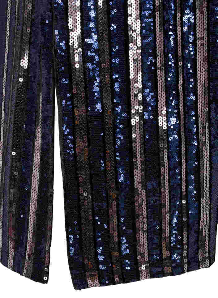 Kortermet paljettkjole med splitt, Evening Blue Stripe , Packshot image number 3
