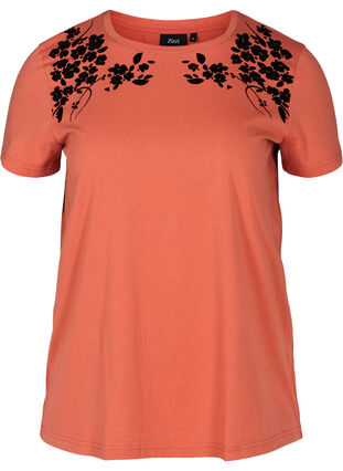 Kortermet T-skjorte med mønster, Faded Rose, Packshot image number 0