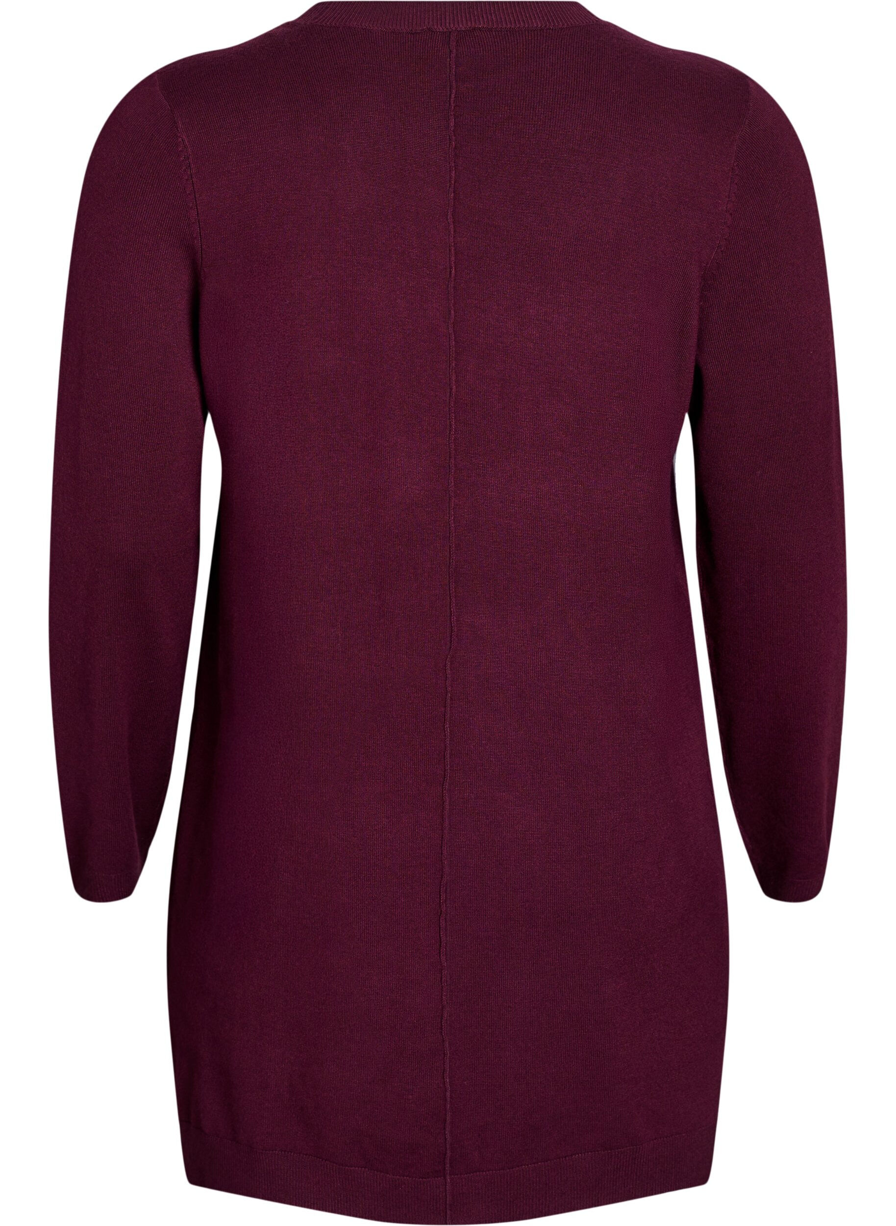 ZizziLang, strikket cardigan i en viskoseblanding, R&oslash;d, Packshot image number 1