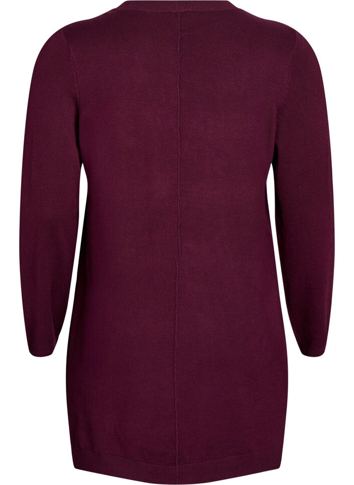 Lang, strikket cardigan i en viskoseblanding, R&oslash;d, Packshot image number 1