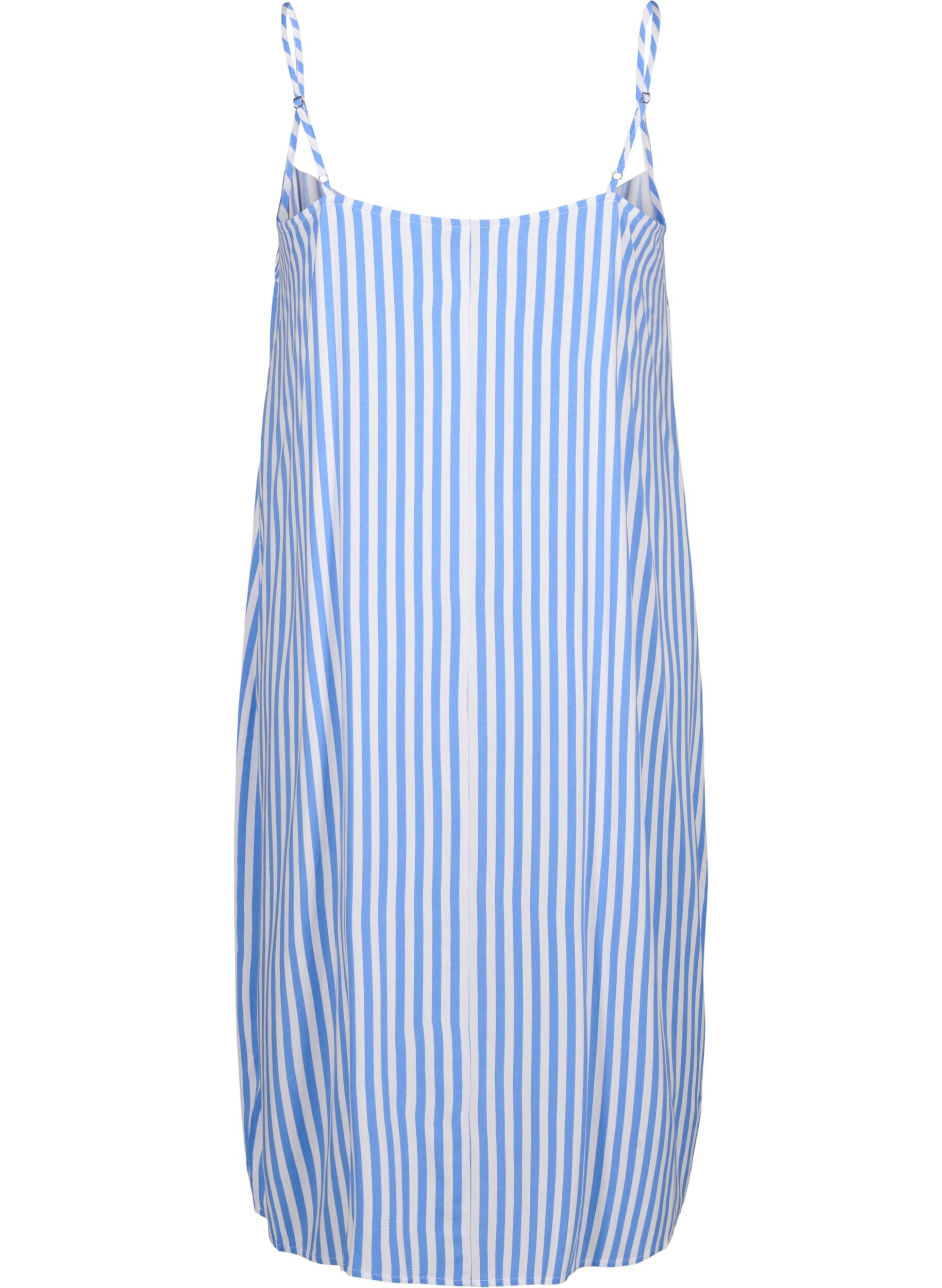 Zizzi FLASH - Stripete kjole med stropper i viskose, L. Blue White Stripe, Packshot image number 1