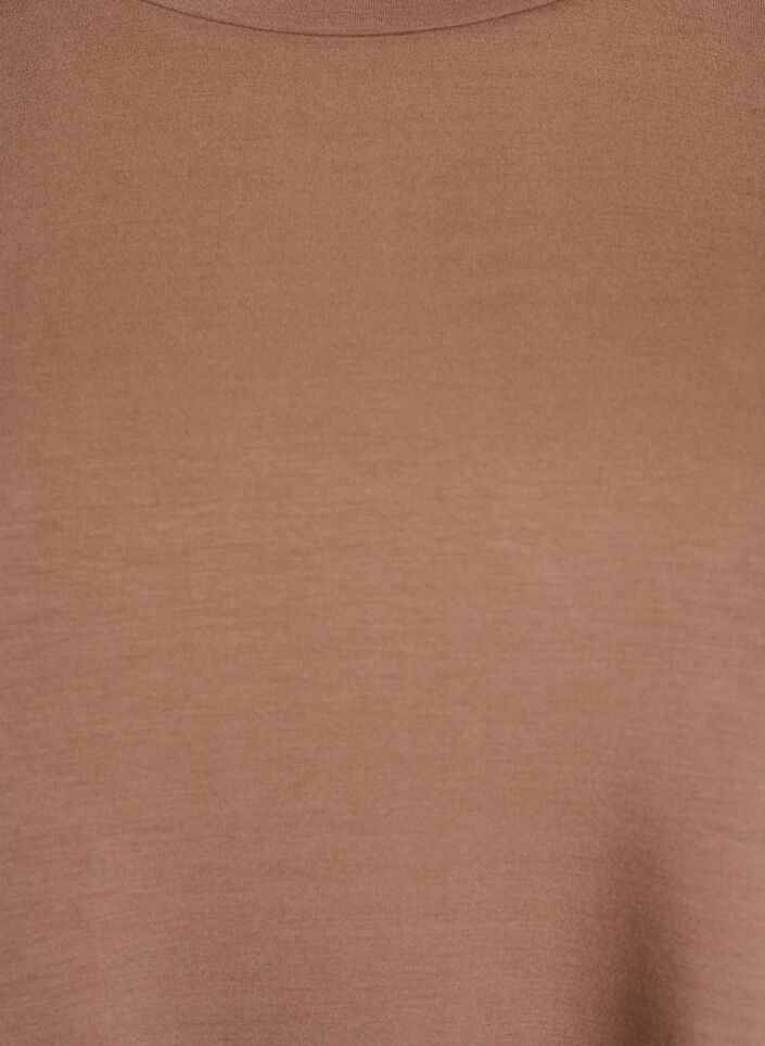 Jerseybluse med rund hals, Brun, Packshot image number 2