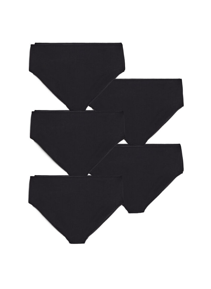 5-pack bomullstruser med vanlig midje, Svart, Packshot image number 1