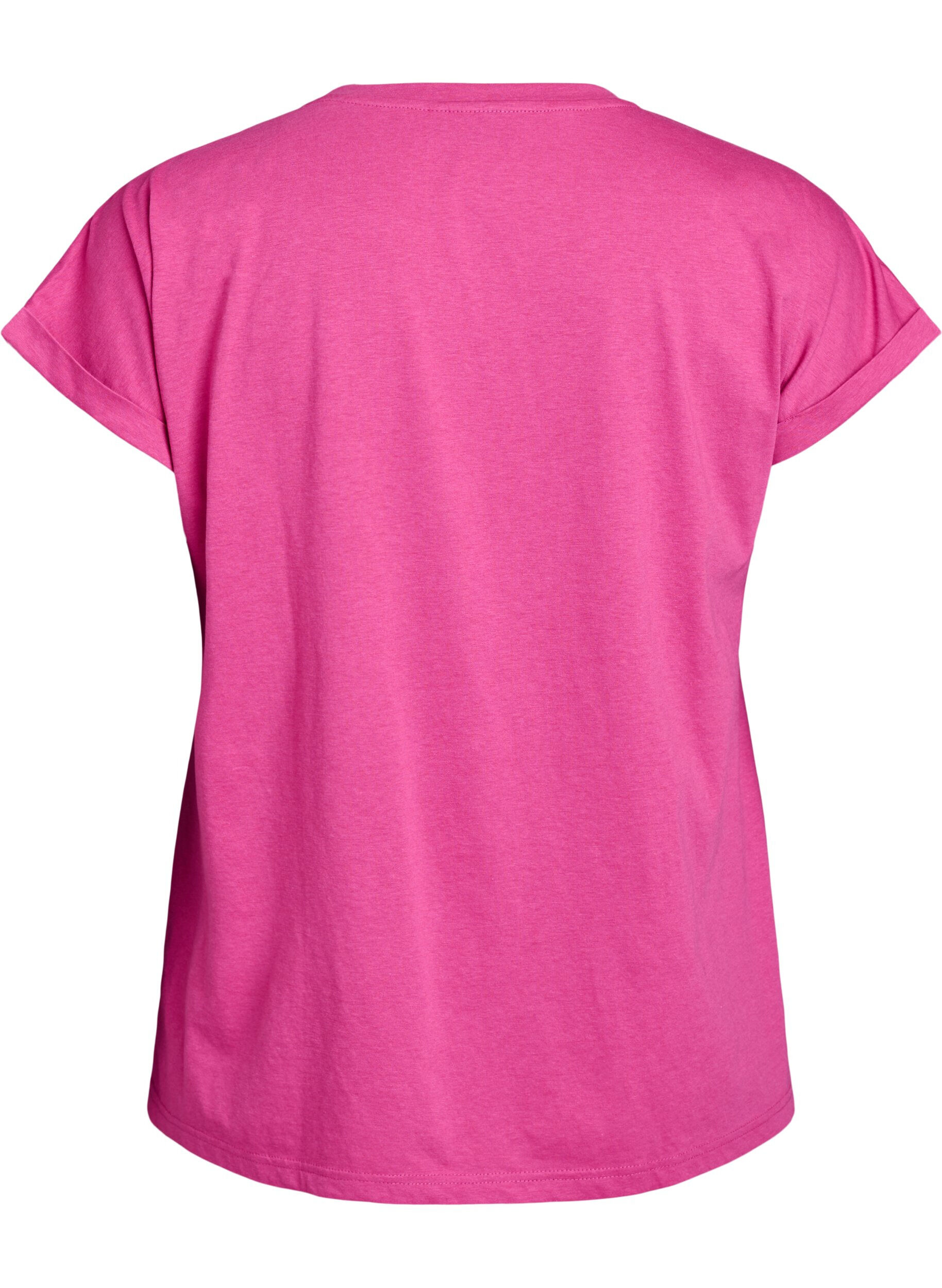 ZizziKortermet T-skjorte i bomullsblanding, Rosa, Packshot image number 1