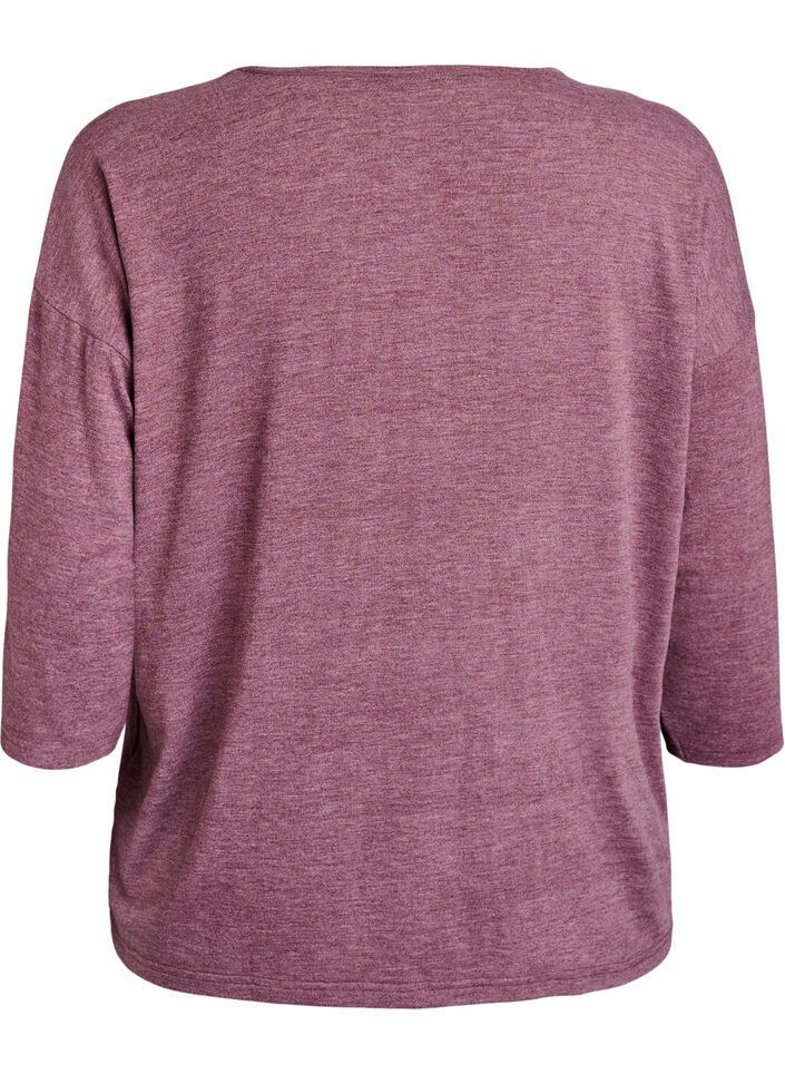 Jersey bluse med 3/4 ermer, R&oslash;d, Packshot image number 1