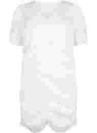 Kortermet kjole med draperinger og struktur, Bright White