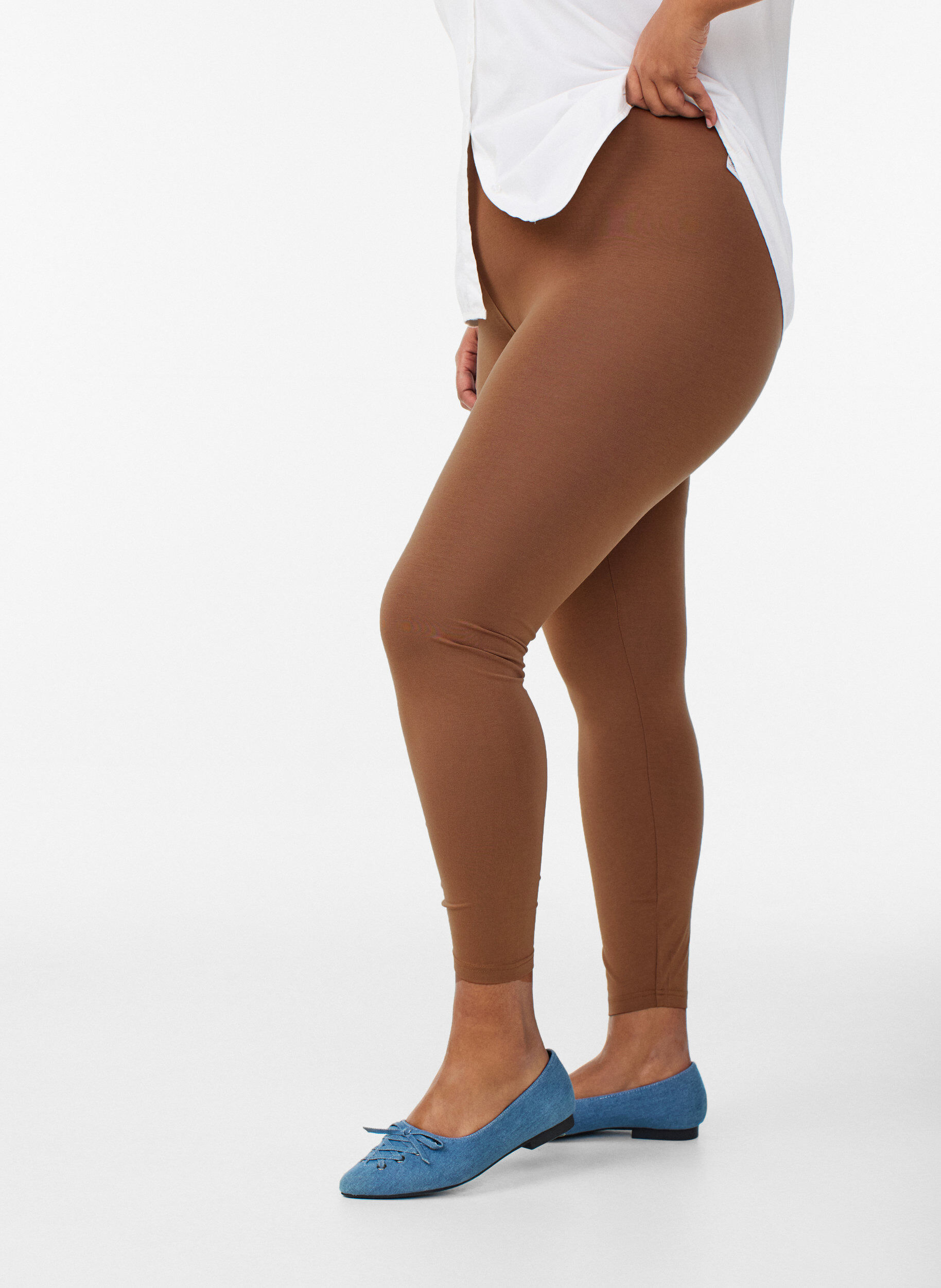 Zizzi Basis leggings i viskose, Brun, Model image number 3