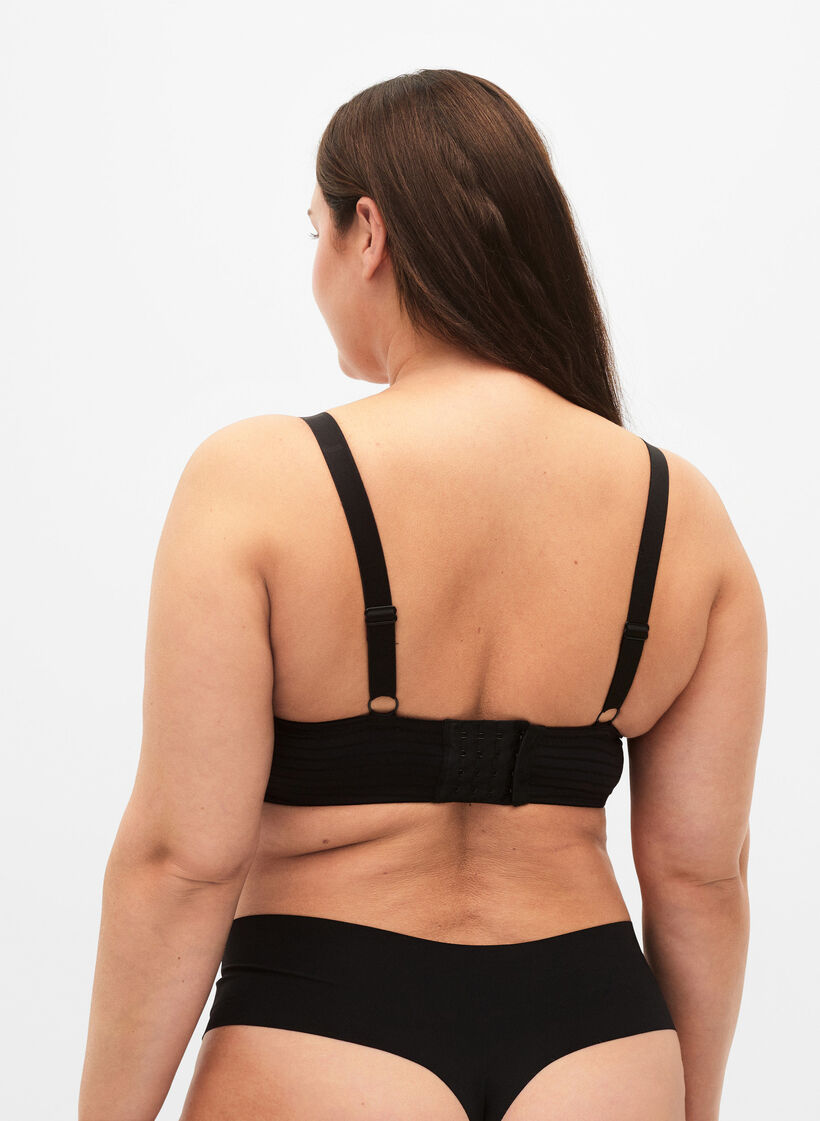 Formstøpt BH med stripete netting, Black, Model image number 1