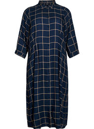 Lang rutete skjortekjole, Blue Beige Check