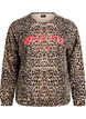 Genser med leopardmønster og statement-trykk, Brun, Packshot image number 0