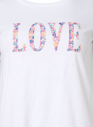 T-skjorte i bomull med rund hals og trykk, Bright White W. Love, Packshot image number 2