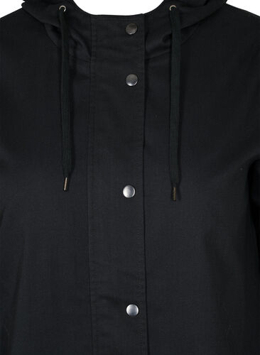 Parkajakke med hette og passepoilerte lommer, Black, Packshot image number 2