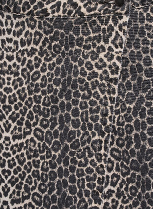 Zizzi Kort denimskjørt med dyretrykk og en A-line fasong, Leopard, Packshot image number 2