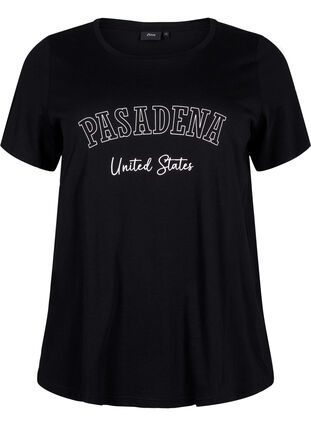 T-skjorte i bomull med tekst, Black W. Pasadena, Packshot image number 0