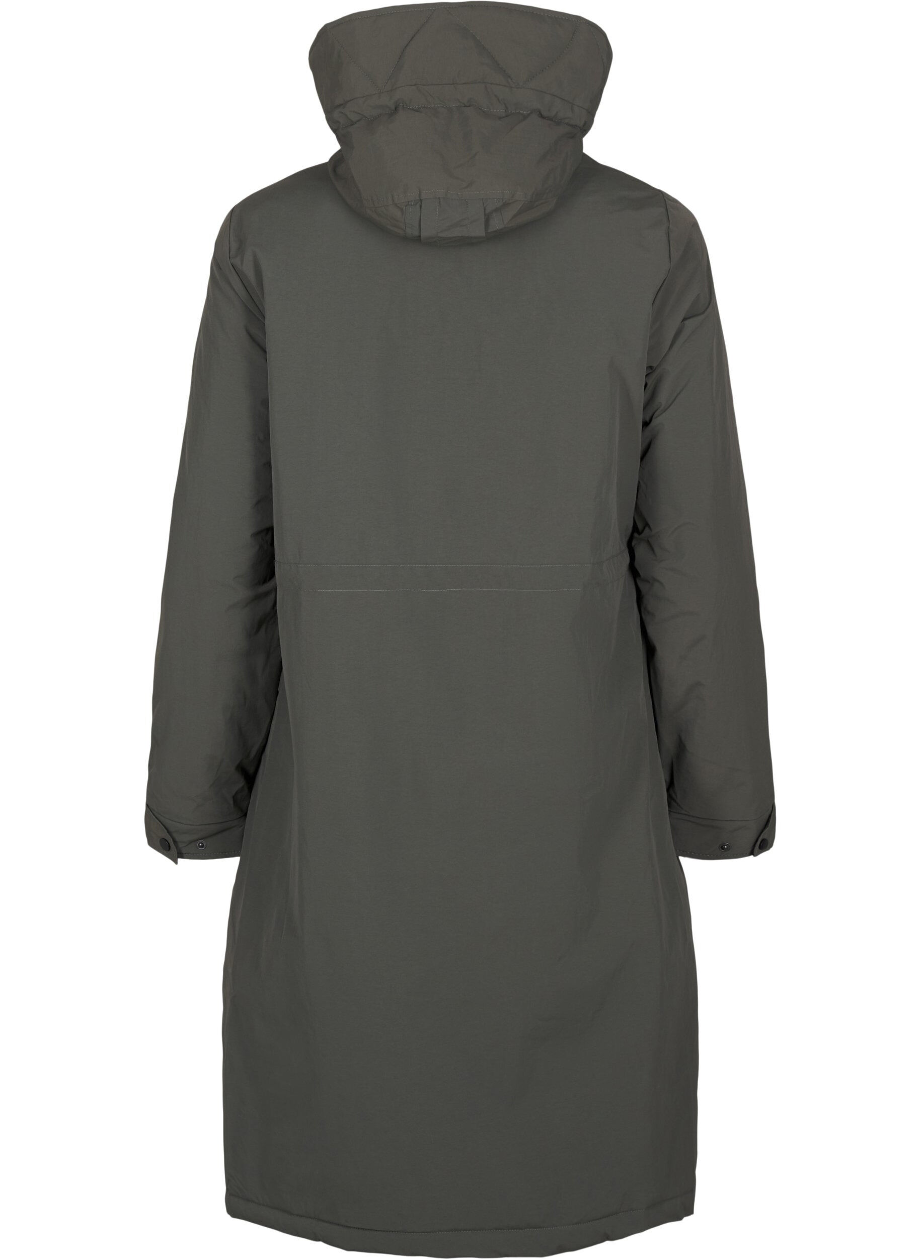 Zizzi Parkas med hette og justerbar midje, Black Olive, Packshot image number 1