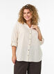Bomullsbluse med V-hals, Vanilje, Model image number 0