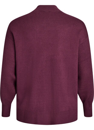 Zizzi Strikkebluse med høy hals, Mørk Bordeaux, Packshot image number 1