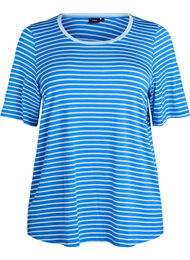 T-skjorte med TENCEL&trade; Lyocell og striper, Bl&aring;