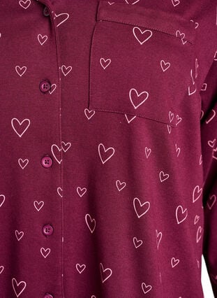 Zizzi Bomullspyjamas-skjorte med brystlomme, Mørk Bordeaux, Packshot image number 2