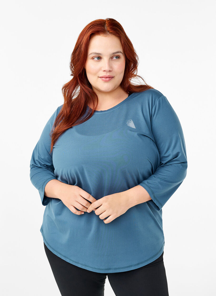 Treningsbluse med 3/4-ermer, Bl&aring;, Model image number 0