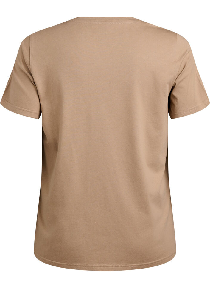 T-skjorte med dekorative detaljer, Beige, Packshot image number 1