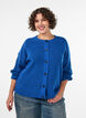 Ribbestrikket cardigan med knapper, Bl&aring;, Model image number 0