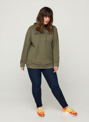 Sweatshirt med hette, Army Mel., Model image number 3