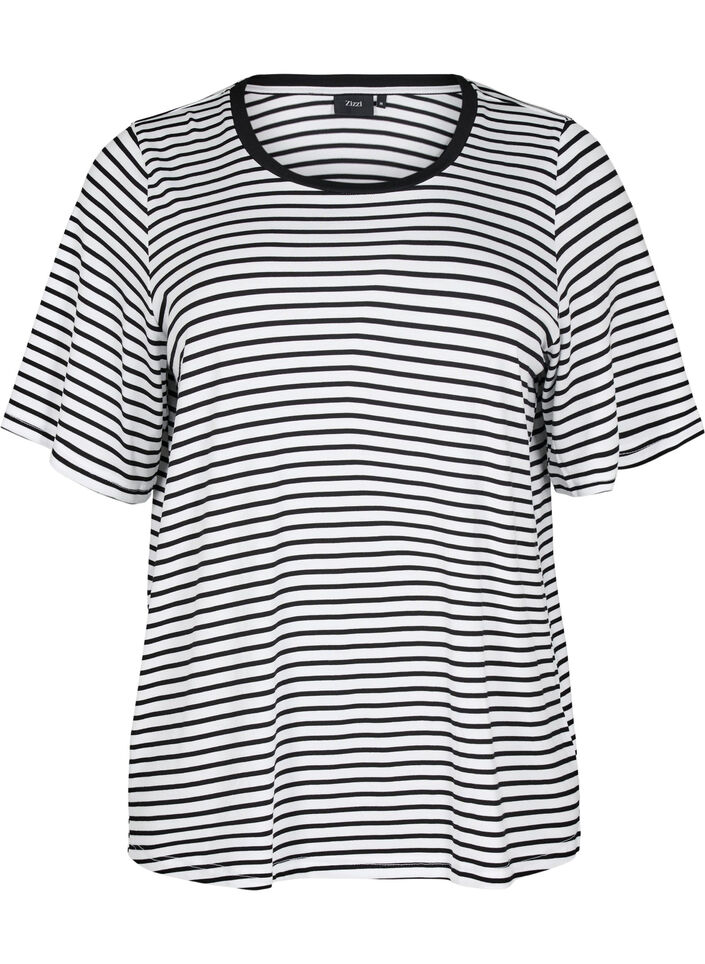 T-skjorte med TENCEL&trade; Lyocell og striper, Hvit, Packshot image number 0