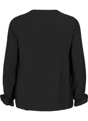 Zizzi Langermet bluse med V-hals, Black, Packshot image number 1