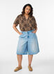 Bluse med korte ermer og v-hals, Brun, Model image number 1