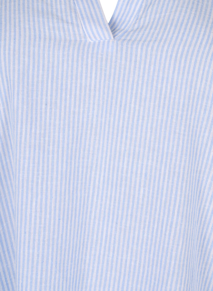 Stripet kjole i bomull og lin, Serenity Wh. Stripe, Packshot image number 2