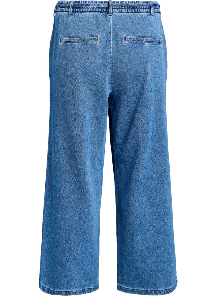 Loose fit-jeans med elastisk linning og snøring, Blue Denim, Packshot