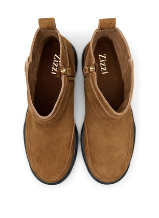 Zizzi Lave støvler i semsket skinn med bred passform, Tobacco Brown, Packshot image number 2