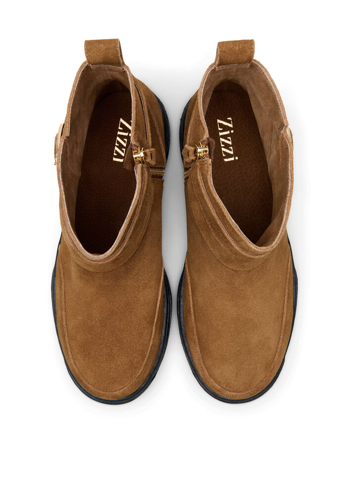 Lave støvler i semsket skinn med bred passform, Tobacco Brown, Packshot image number 2