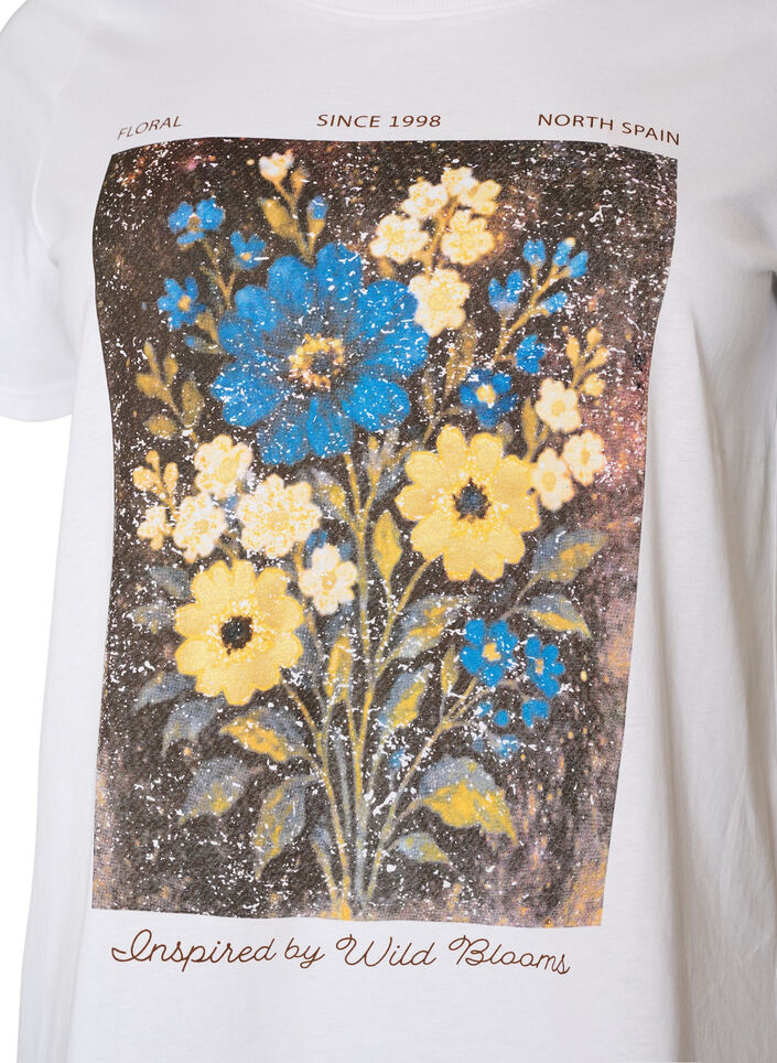 Bomulls T-skjorte med trykk foran, Hvit, Packshot image number 2