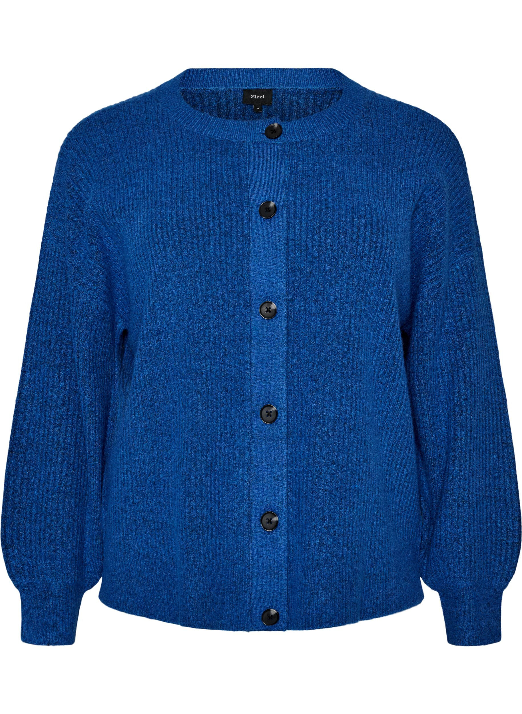 Ribbestrikket cardigan med knapper