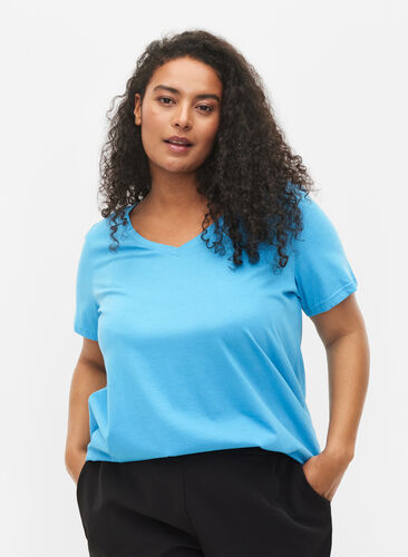 Basis T-skjorter i bomull 2 stk., Bonnie Blue/Black, Model image number 0